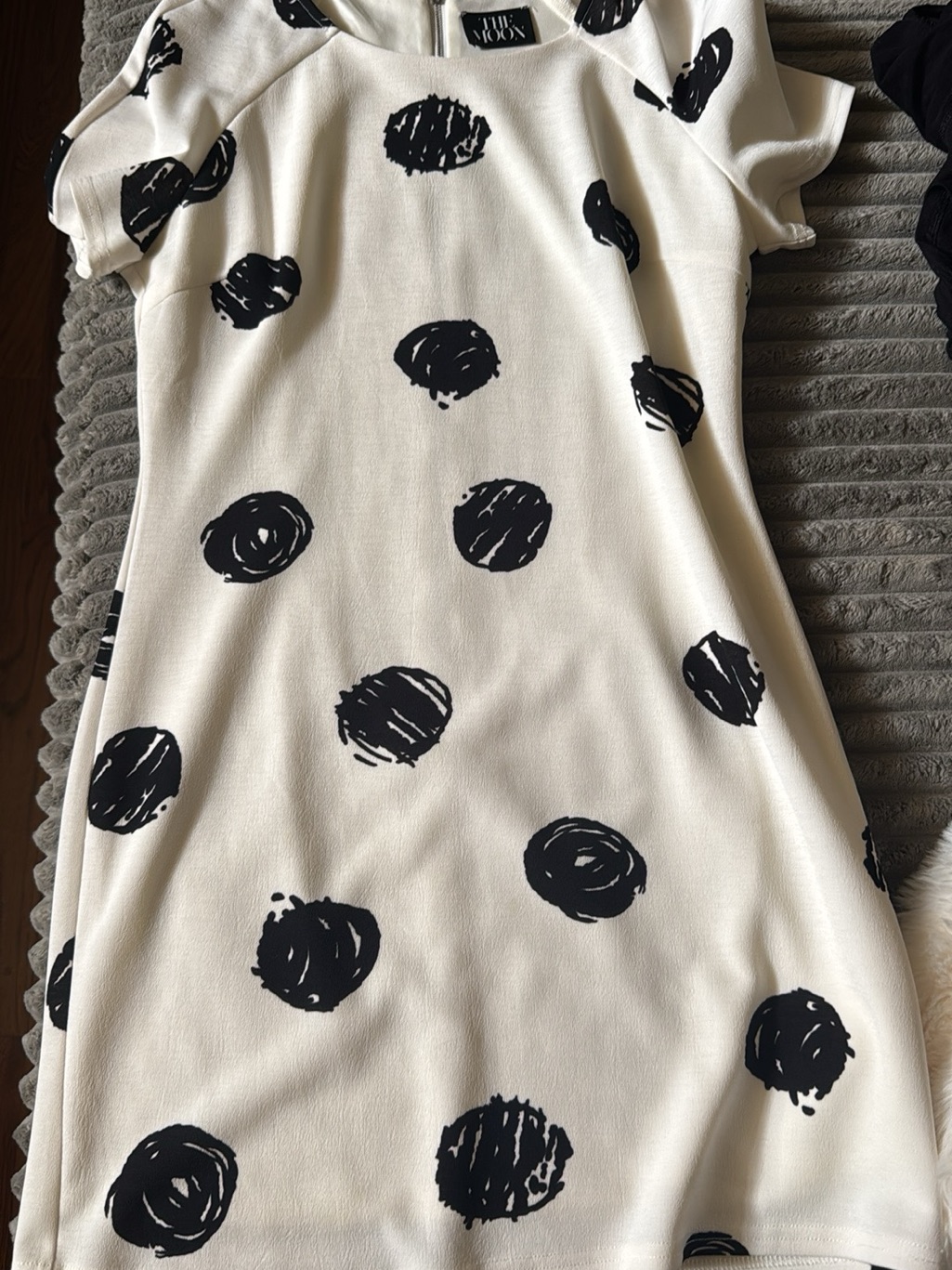 Lilly Pulitzer Cream Dress With Black Polka Scribble Print